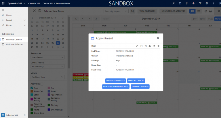 Dynamics 365 sandbox